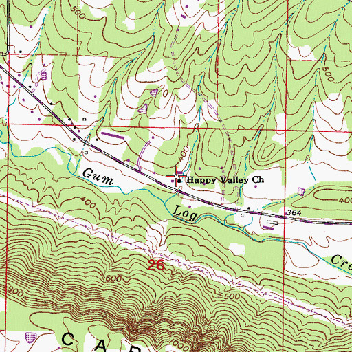 Topographic Map of Happy Valley Assembly of God Church, AR