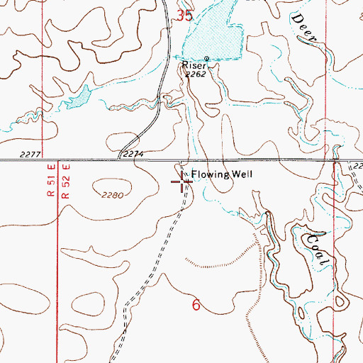 Topographic Map of 12N52E06BAAA01 Well, MT