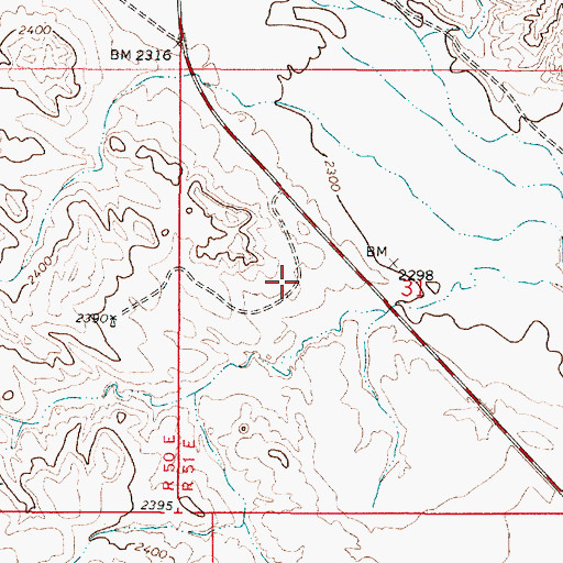 Topographic Map of 13N51E31BCDD01 Well, MT