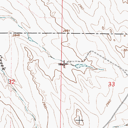 Topographic Map of 13N44E33BCBB01 Well, MT