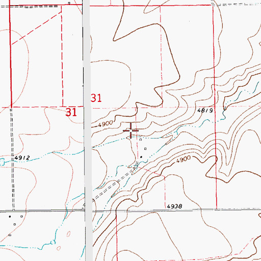 Topographic Map of 13N14E31DB__01 Well, MT