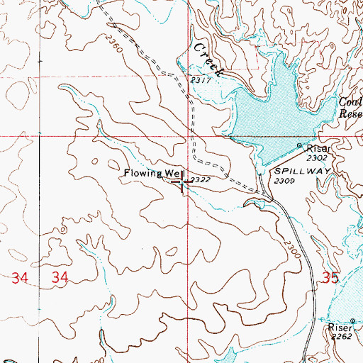 Topographic Map of 13N51E34AADA01 Well, MT
