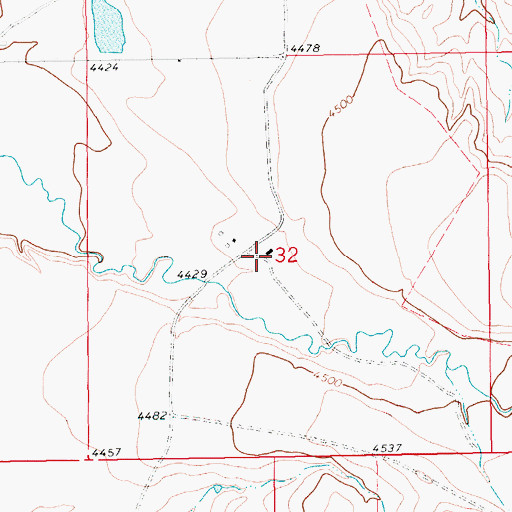 Topographic Map of 13N16E32BDDD01 Well, MT