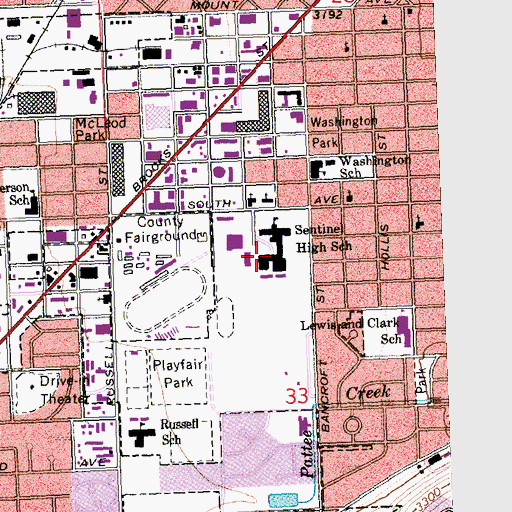 Topographic Map of 13N19W33BA__01 Well, MT