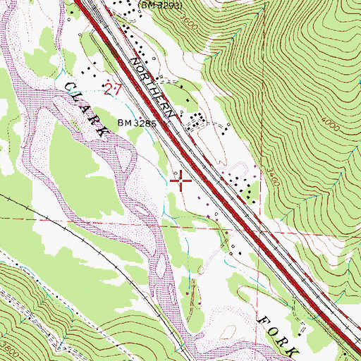 Topographic Map of 13N18W27DDBC01 Well, MT