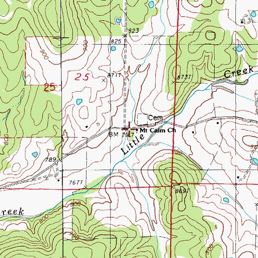 Topographic Map of Mount Calm Church, AR