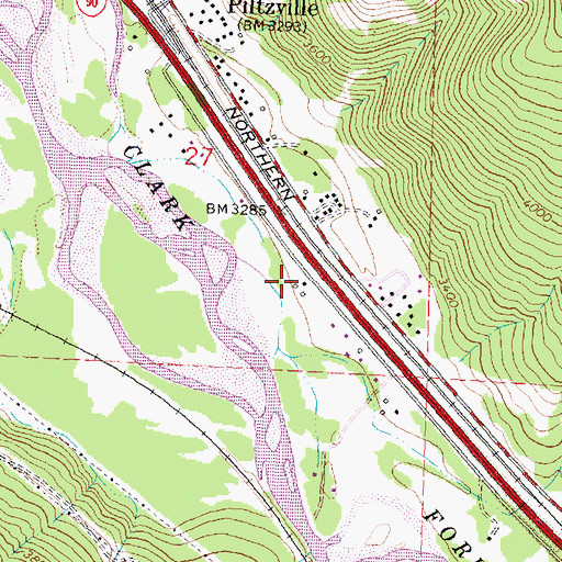 Topographic Map of 13N18W27DCAA01 Well, MT