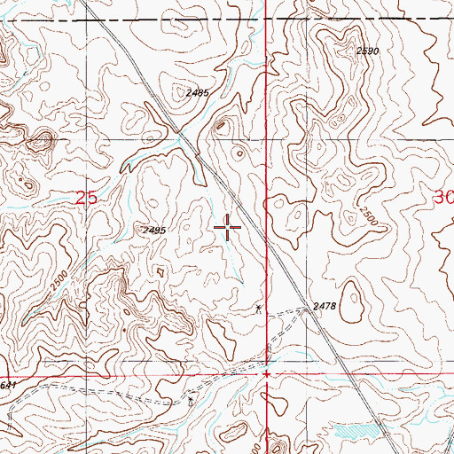 Topographic Map of 13N55E25DA__01 Well, MT