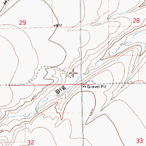 Topographic Map of 13N14E29DD__01 Spring, MT