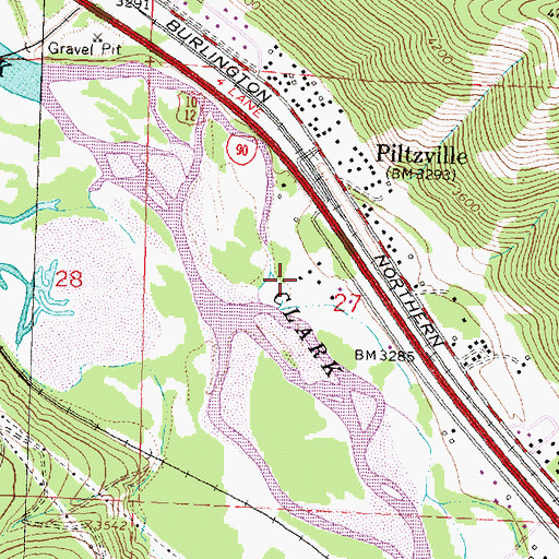 Topographic Map of 13N18W27BDCD01 Well, MT