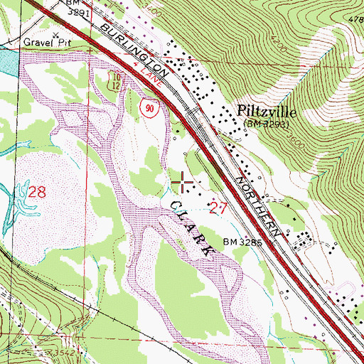 Topographic Map of 13N18W27BDDC01 Well, MT