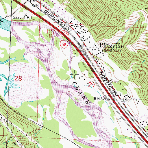 Topographic Map of 13N18W27BDCA01 Well, MT