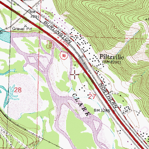 Topographic Map of 13N18W27BDBD01 Well, MT