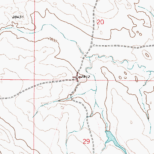Topographic Map of 13N48E20CDDC01 Well, MT
