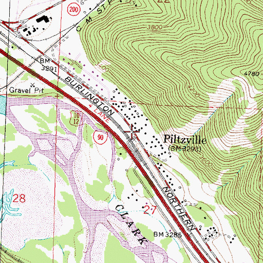 Topographic Map of 13N18W27BADB03 Well, MT