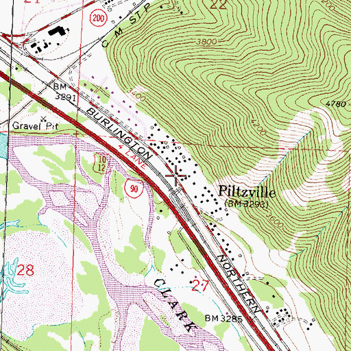 Topographic Map of 13N18W27BADB02 Well, MT