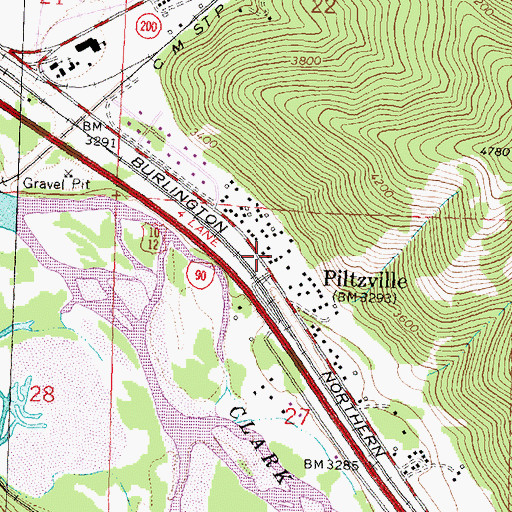 Topographic Map of 13N18W27BADB01 Well, MT