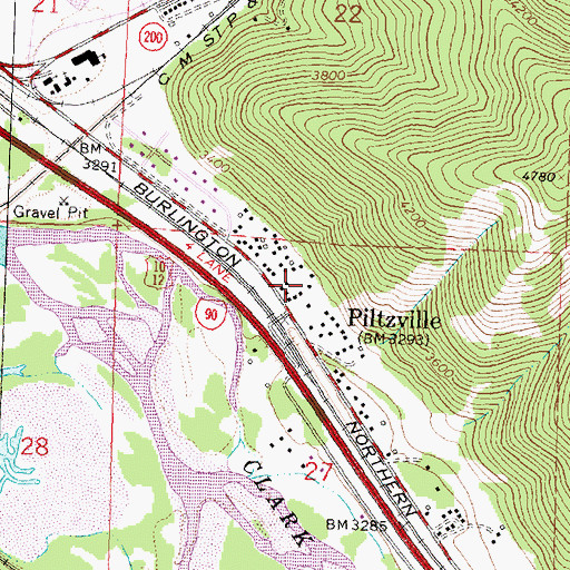 Topographic Map of 13N18W27BAAD01 Well, MT