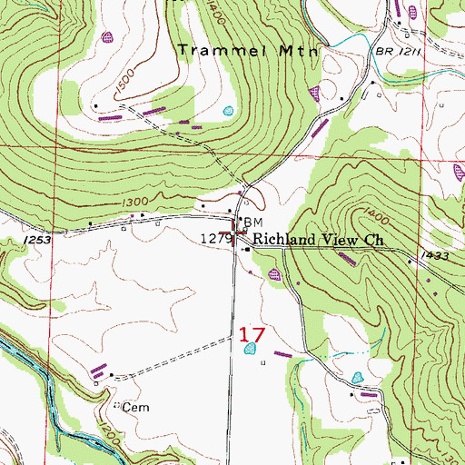 Topographic Map of Richland View Church, AR