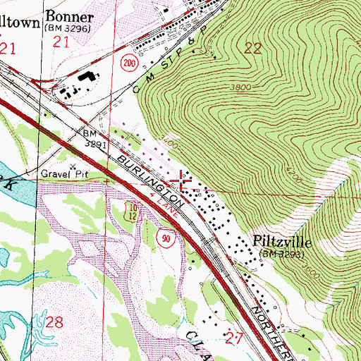 Topographic Map of 13N18W22CDCC01 Well, MT