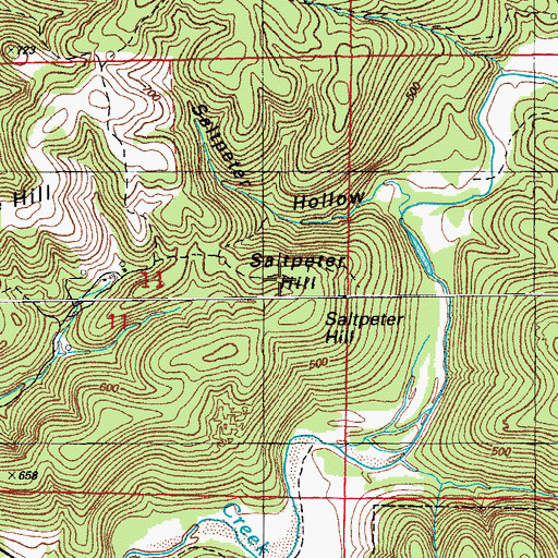Topographic Map of Saltpeter Hill, AR