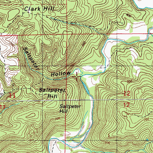 Topographic Map of Saltpeter Hollow, AR