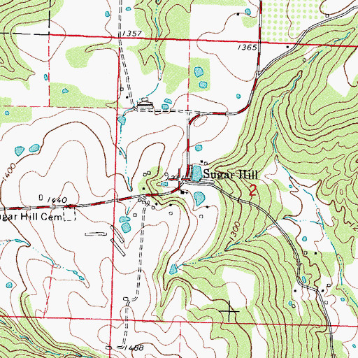 Topographic Map of Sugar Hill, AR