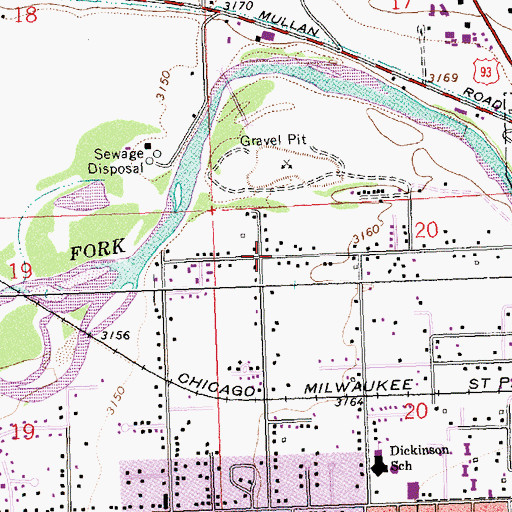 Topographic Map of 13N19W20BB__01 Well, MT