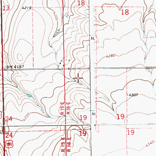 Topographic Map of 13N16E19BB__01 Well, MT