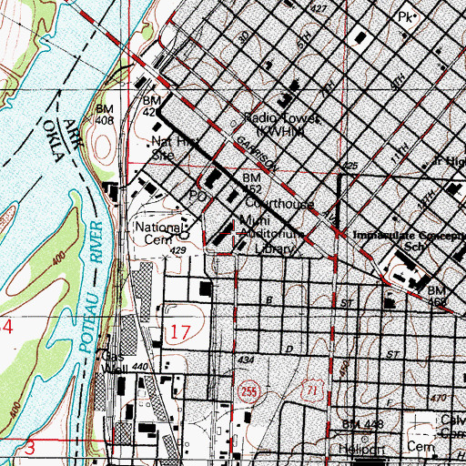Topographic Map of Fort Smith Public Library, AR