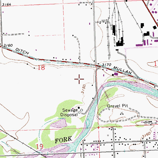 Topographic Map of 13N19W18DA__01 Well, MT
