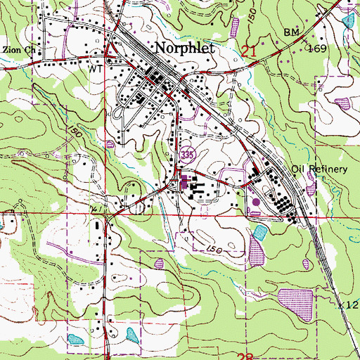 Topographic Map of Norphlet High School, AR