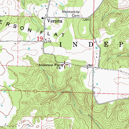 Topographic Map of Anderson Flat School (historical), AR