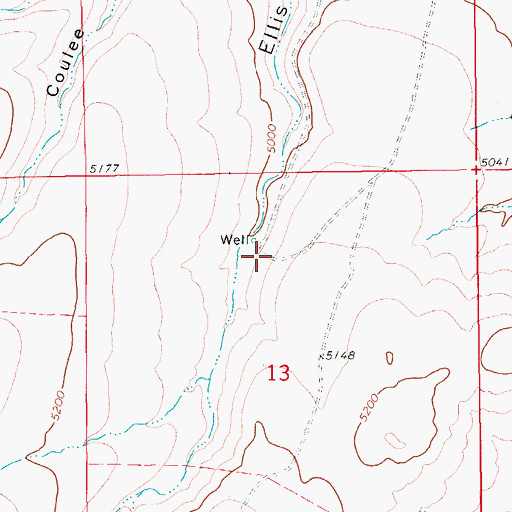 Topographic Map of 13N12E13BA__01 Well, MT