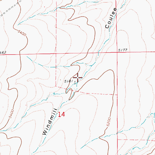 Topographic Map of 13N12E14AB__01 Well, MT