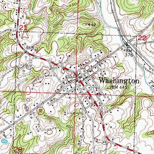 Topographic Map of Washington Historic District, AR