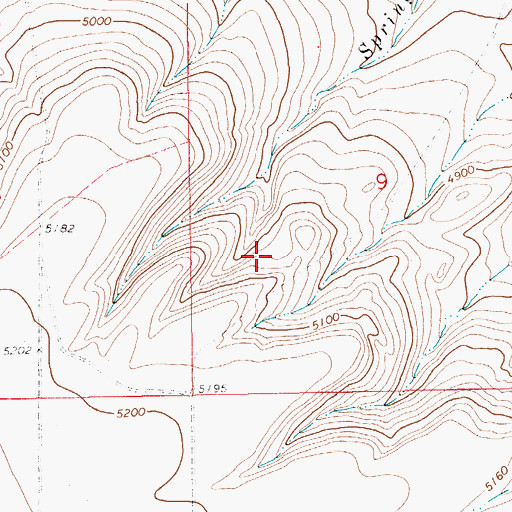 Topographic Map of 13N13E09CB__01 Spring, MT