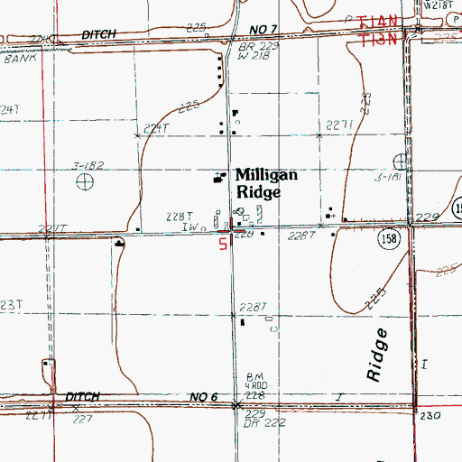 Topographic Map of Milligan Ridge, AR