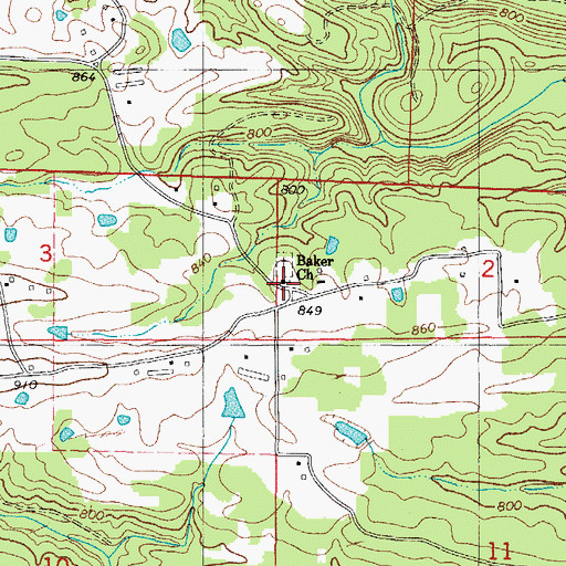 Topographic Map of Baker School (historical), AR