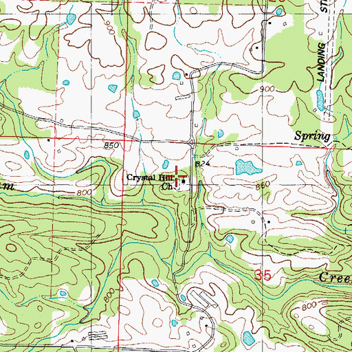 Topographic Map of Crystal Hill School (historical), AR