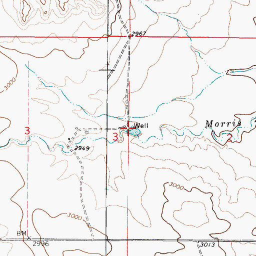 Topographic Map of 13N47E02BCCC01 Well, MT