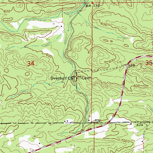 Topographic Map of Overturf School (historical), AR