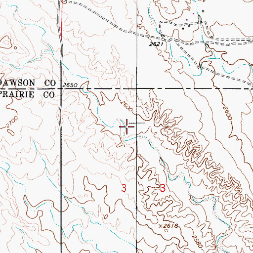Topographic Map of 13N52E03BACA01 Well, MT