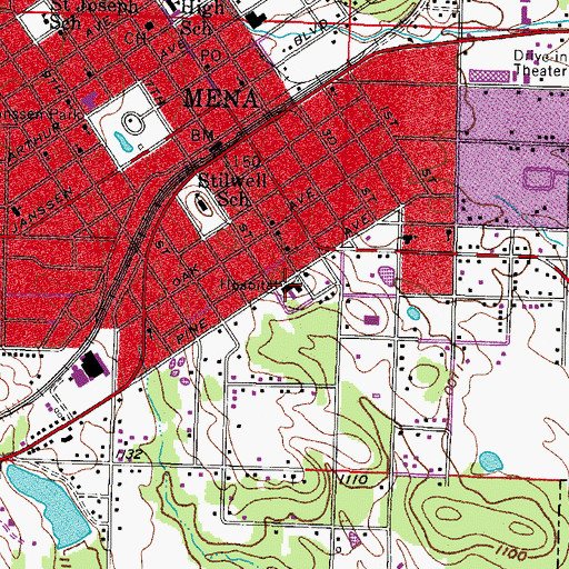 Topographic Map of Wilhelmina Medical Center, AR