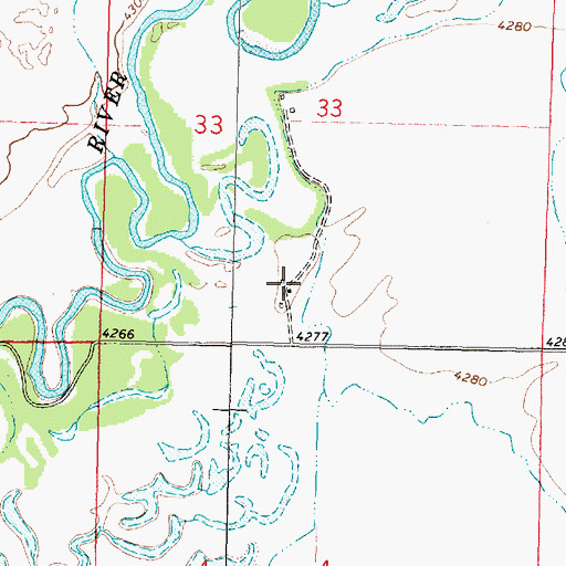Topographic Map of 14N11W33CDAC01 Well, MT