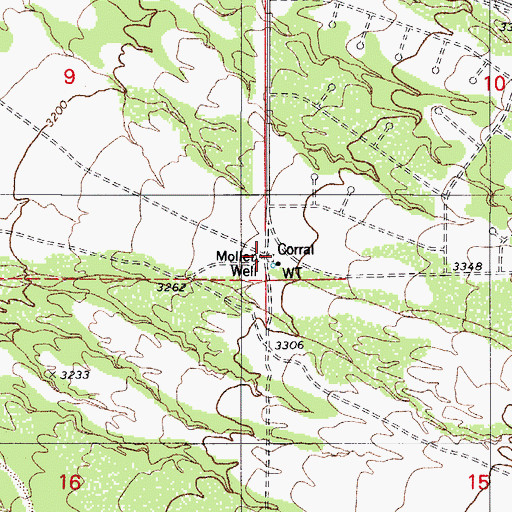 Topographic Map of Mollen Well, AZ