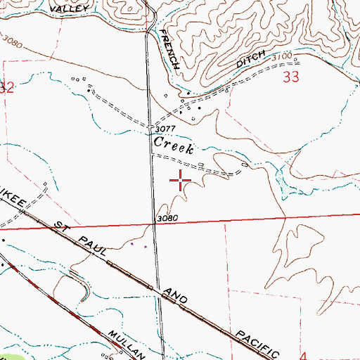 Topographic Map of 14N20W33CC__01 Well, MT