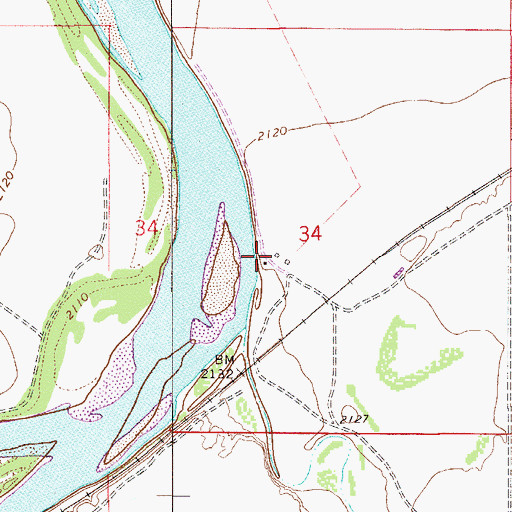 Topographic Map of 14N54E34CAAC01 Well, MT