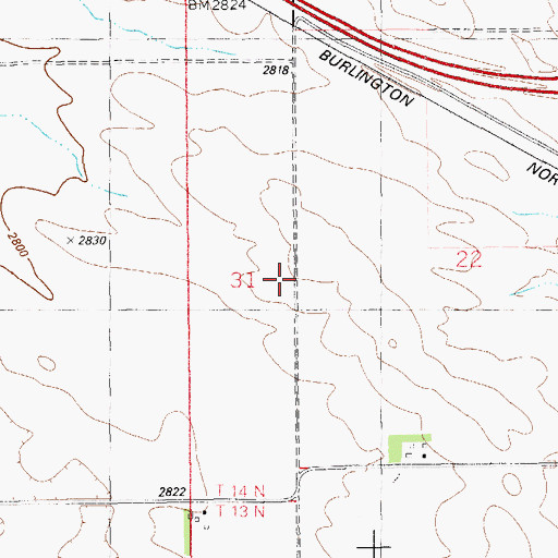 Topographic Map of 14N61E31ADD01_ Well, MT
