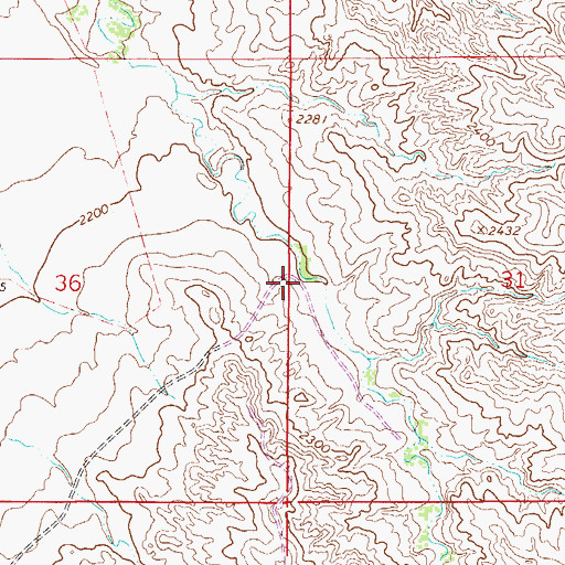 Topographic Map of 14N55E31CBBB01 Well, MT